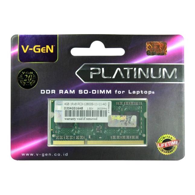 V-Gen Ram Sodimm Ddr3/Ddr3L 4Gb 12800 Platinum-Memory Ram Laptop Vgen