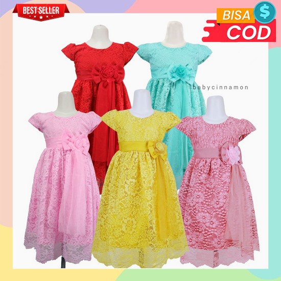 Dres Natalan Anak Pwrempuan Dreas Natal Snak Merah Hijau Baju Dress Kegereja Gaun Kids Cewek Kid'S P