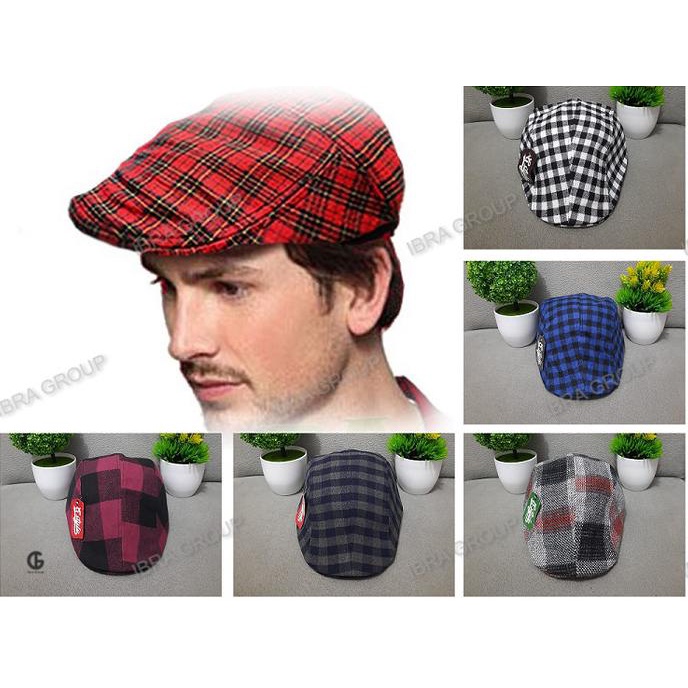 Promo Natal Topi Pet Kotak-Kotak Copet Pelukis Sutradara Baret Pria Dan Wanita Bisa Cod