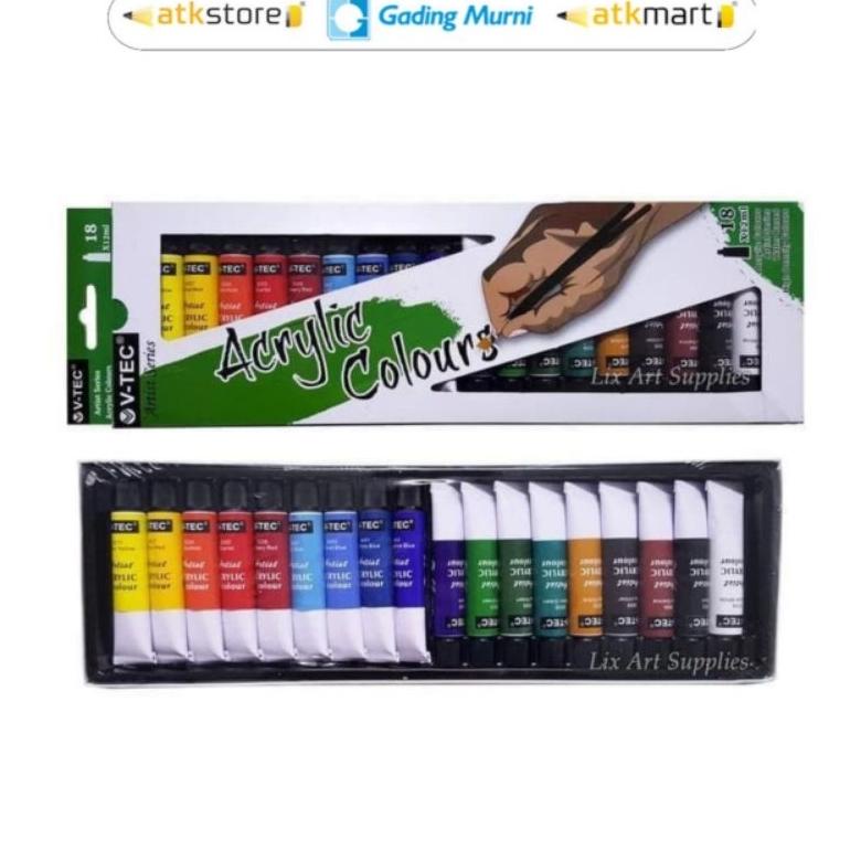 

Best - V tec acrylic paint cat akrilik set 18 12 warna color 6 12 ml