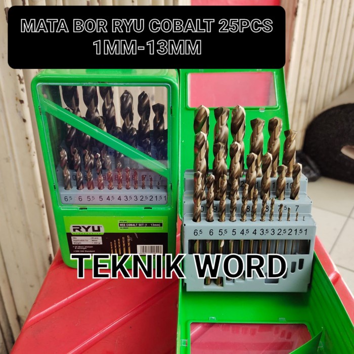 ✅Baru Mata Bor Ryu Hss Cobalt Set 1-13Mm 25Pcs / Mata Bor Besi Set Ryu Limited
