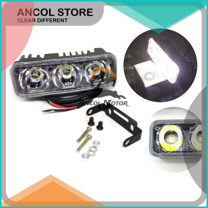 Lampu Sorot LED 3 Mata Kotak Led Tembak Kabut Lensa Cree Motor Mobil 1