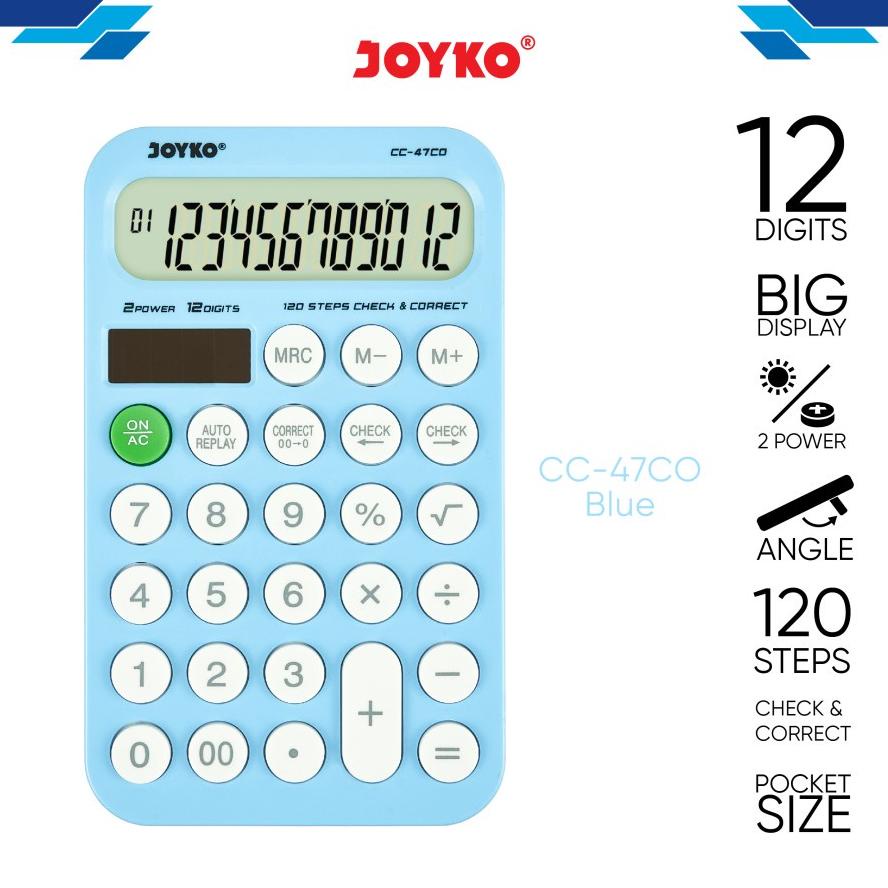 

PROMO Joyko Calculator CC-47CO / Kalkulator 12 Digits / Check Correct / Kalkulator Meja Kantor Office Murah Berkualitas COD