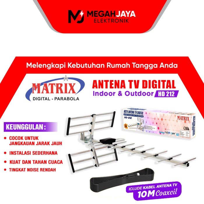 MATRIX ANTENA TV DIGITAL +BOOSTER HD212 / HD 212 / HD-212 (FREE KABEL)