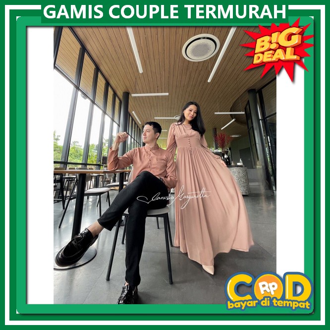 Baju Couple Muslim Suami Istri Pakaian Kapelan Pasangan Gamis Couple Keluarga Terbaru 2024 Lebaran G