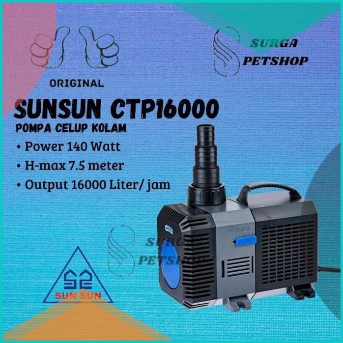 SUNSUN CTP16000 Pompa Celup Kolam Aquarium 16000 Liter Rendah Daya ORI