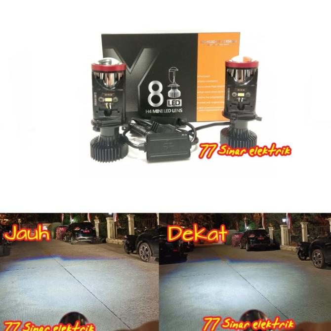 Lampu Depan Led Mobil Motor H4 Y8 Lampu Utama Led H4 Mini Projector