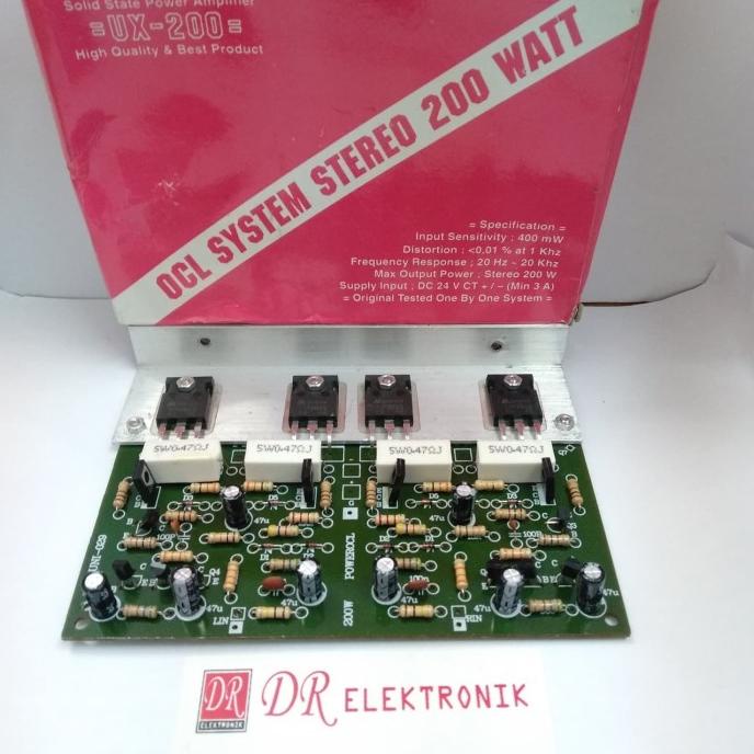 Diskon Kit Power Ampli Amplifier UX 200w 200 watt OCL System Stereo DC 24v CT dre3 Berkualitas