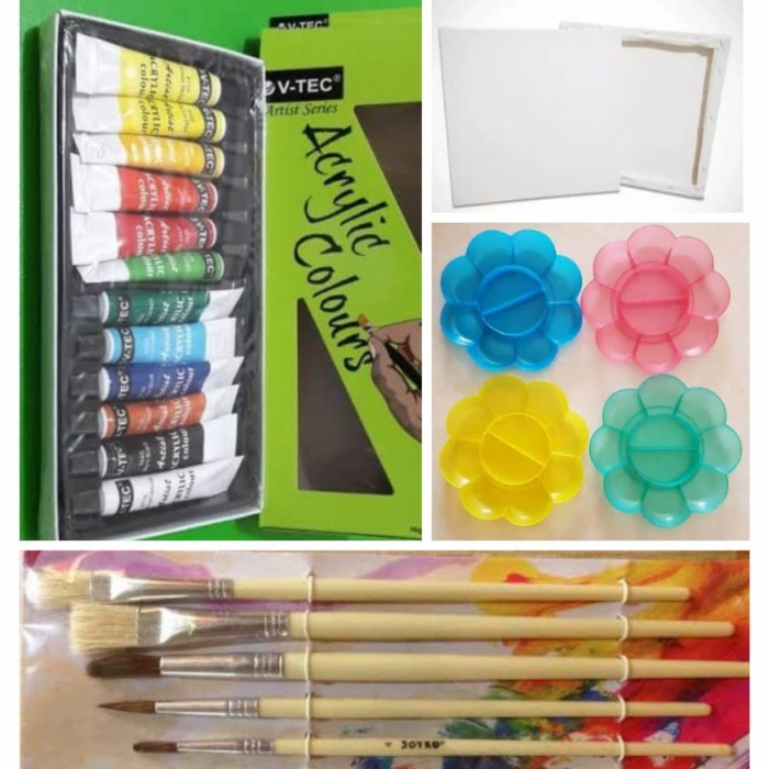 

Paket Kanvas Lukis 30X30(Canvas+Cat Akrilik+Kuas+Palet)