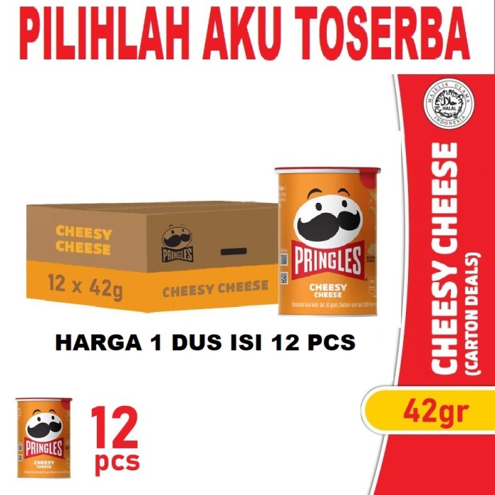 

Keripik - Pringles Cheesy Cheese ( Keju ) Keripik Kentang 42 Gr - (Harga 1 Dus)