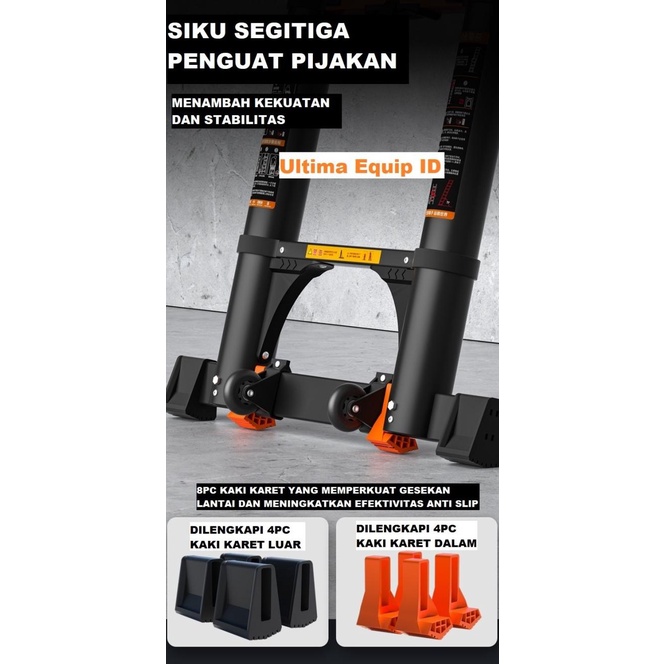 Tangga Lipat 2.5+2.5 Teleskopik Telescopic Double Aluminium Alumunium