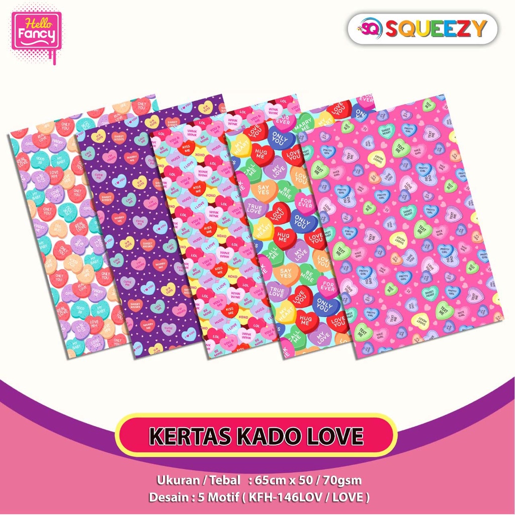 

Kertas Kado Squeezy With Love Isi 50 / Bungkus Kado Kfh-101Luv (1Pak=50Pcs)