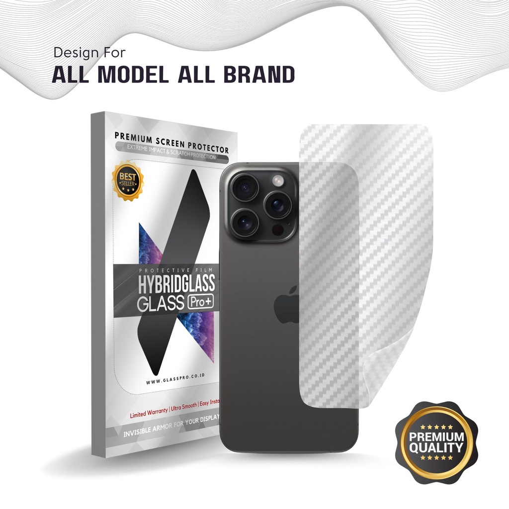 Fiber Guard Screen Protector Xiaomi Redmi 9, 3D Anti Gores Belakang Premium, Carbon Skin Glass Pro T