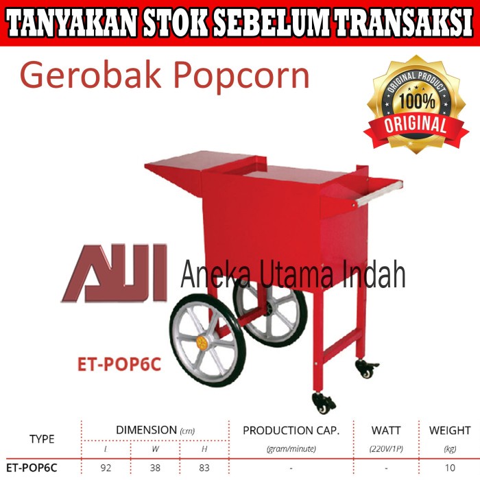 GETRA ET-POP6C GEROBAK Popcorn Machine / Gerobak Popcorn
