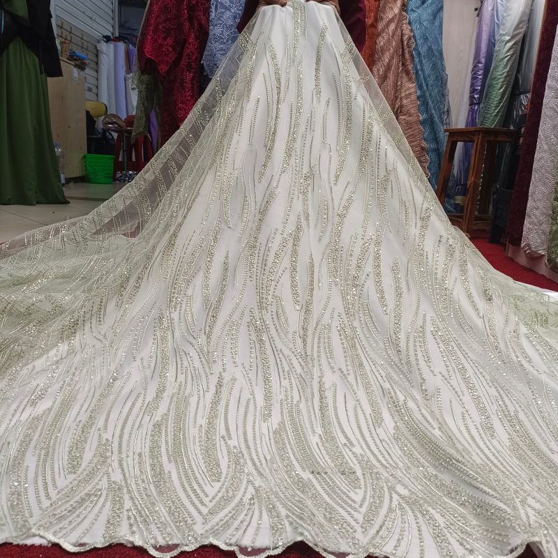 Kain tille Salur ombak/ bahan kebaya tille/ Brukat tille/tille bordir/ Harga setengah meter