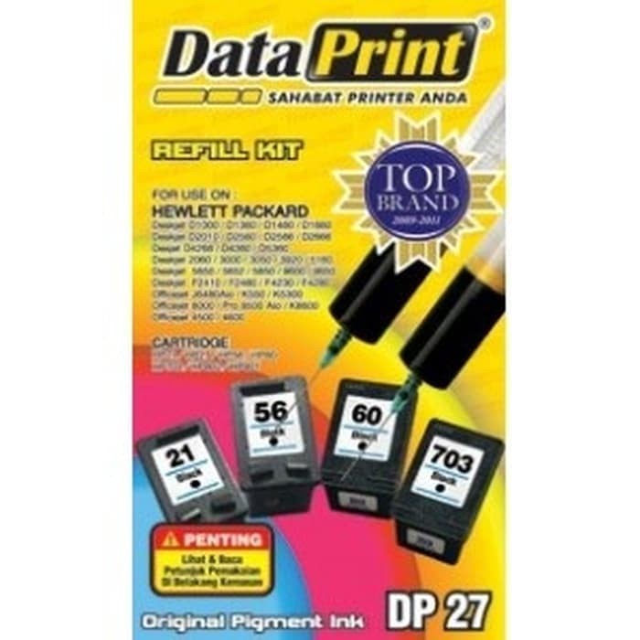 refill tinta suntik HP data print / dataprint DP 27 black hitam refil dp27 hp682 682