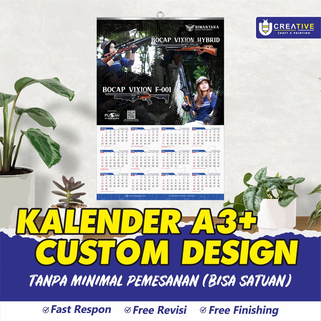 

Kalender Dinding A3+ Custom Design (1 Lembar, 12 Bulan)