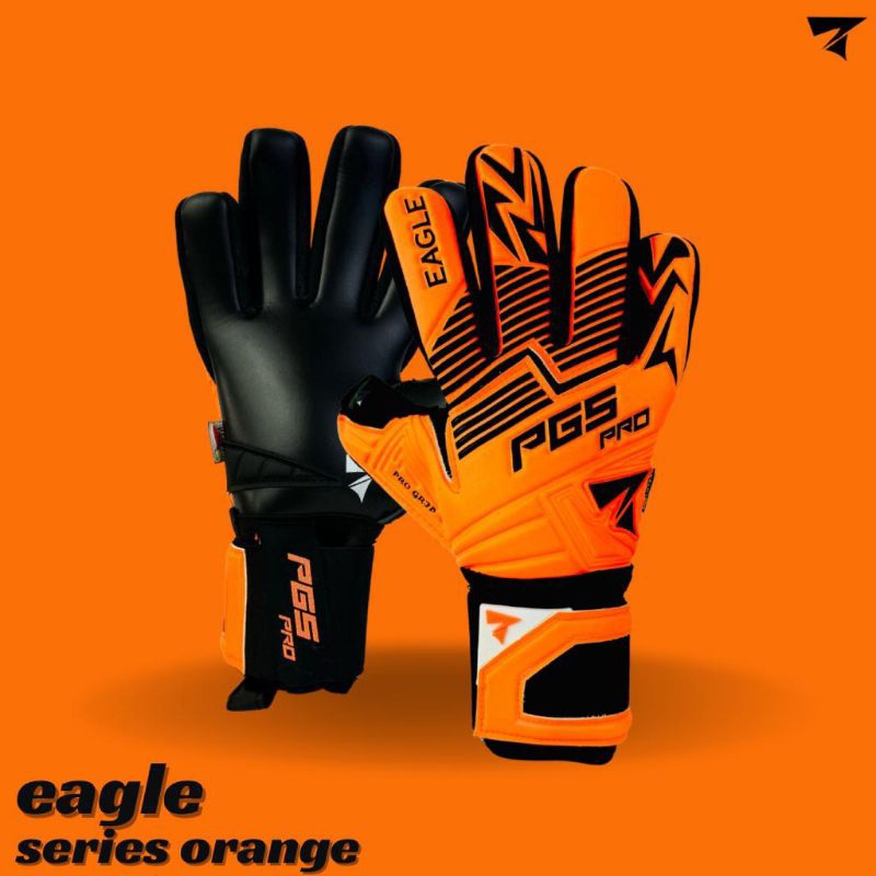 Sarung Tangan Kiper PGS Pro Eagle Series Orange Gloves Kiper Soccer Sepakbola Hitam Orange PGS