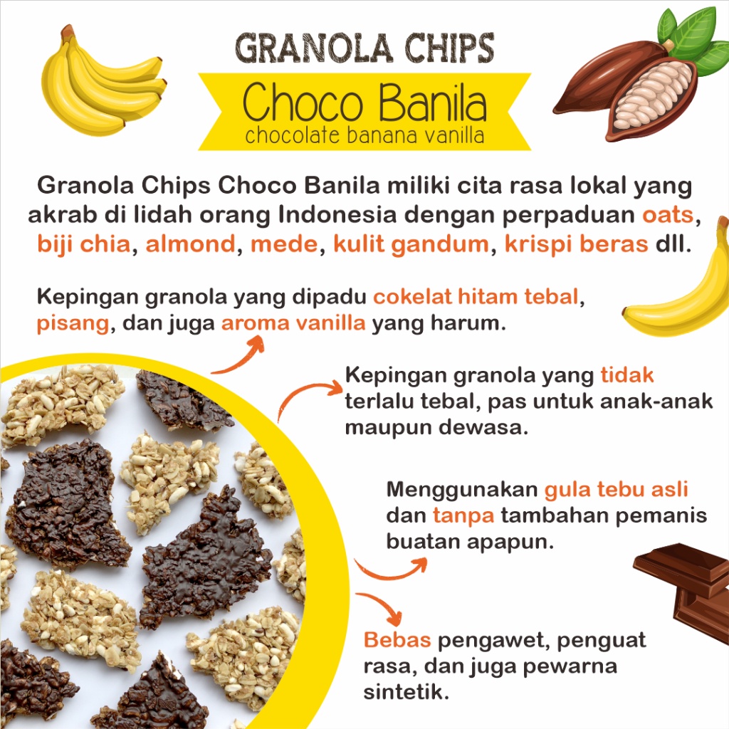 

Bundle 1 Box Isi 12 Pcs Nola Granola Chips Chocolate Banilla