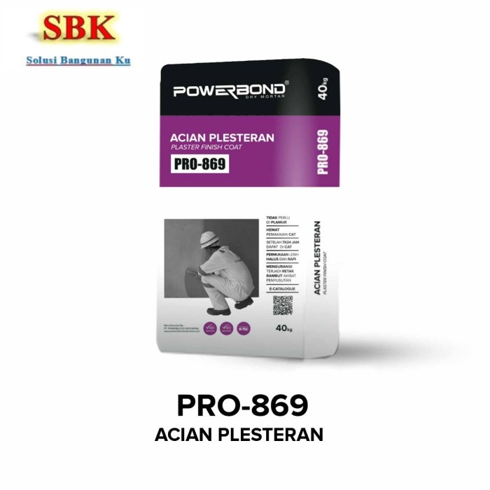 Terbaru Semen Mortar Powerbond Acian Plesteran Pro-869 40Kg 1Zak Promo Terlaris