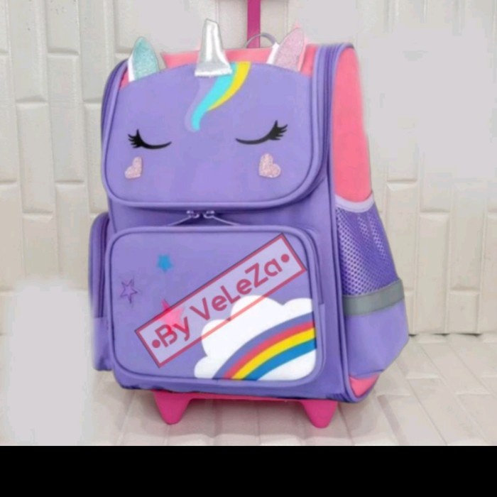 Tas Ransel Troli Anak Perempuan Unicorn Sekolah Tk Tas Koper Anak