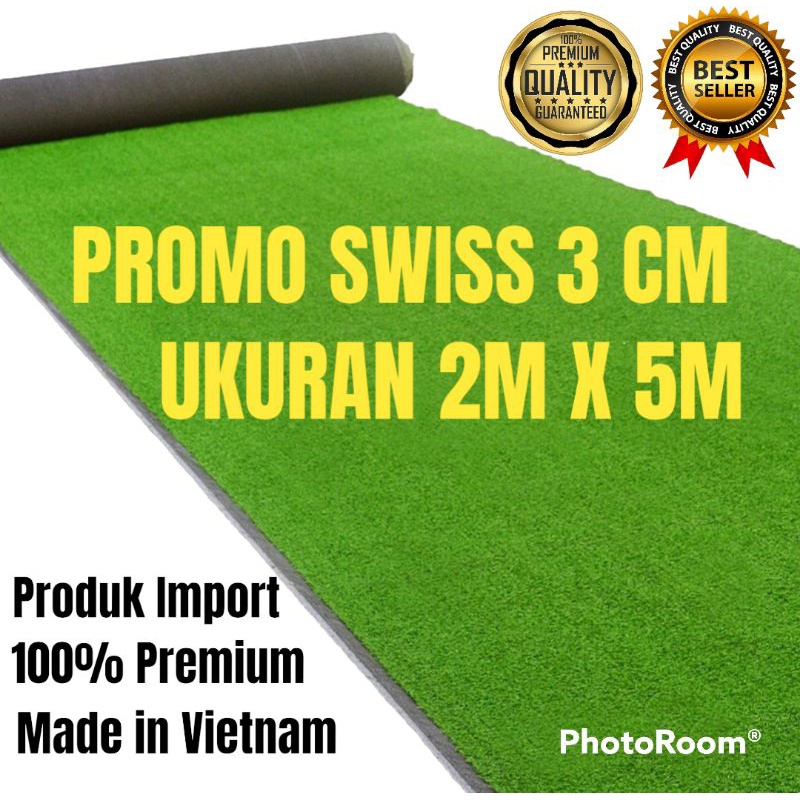 Karpet Rumput Sintetis 1 Roll Ukuran 2X5 Meter Tipe Swiss Tebal 3 Cm