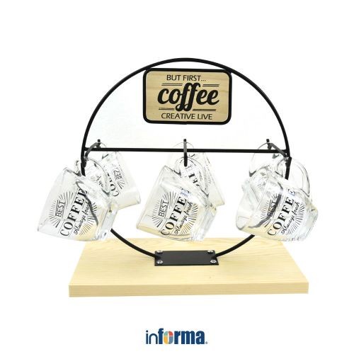 Terbaru Informa - Appetite Set 7 Pcs Cangkir Kopi Dengan Rak Gantung Lingkaran Promo Terlaris