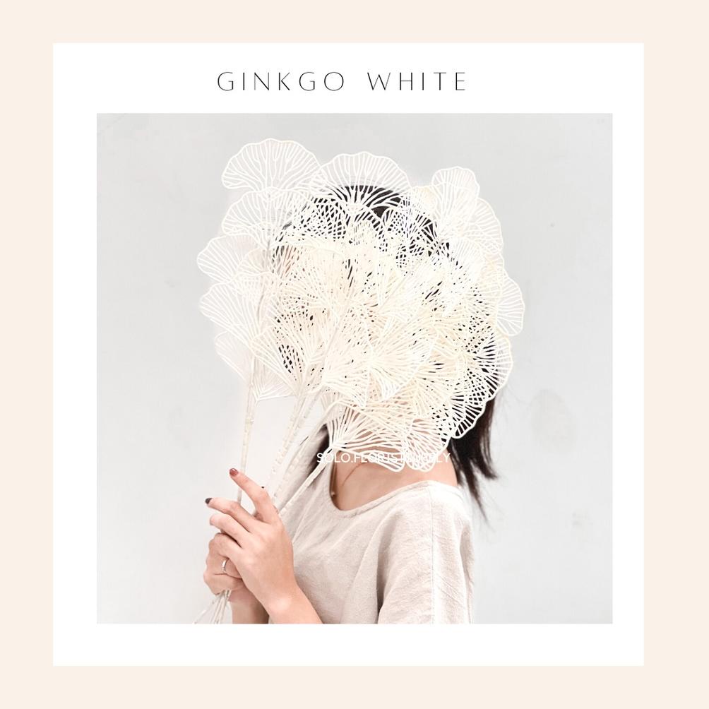 TOP TRENDING GINKGO GOLD ARTIFICIAL AKSESORIS KIPAS 3 CABANG GINKO DAUN BUNGA GINKGO EMAS ARTIFICIAL