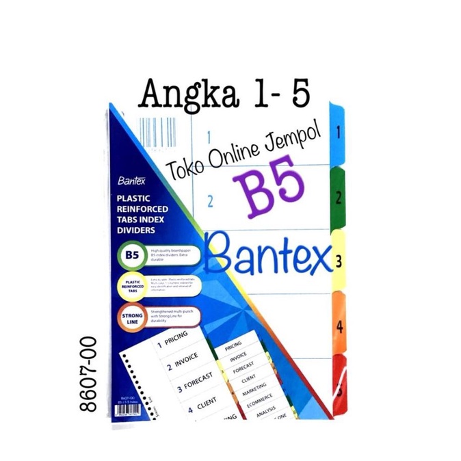 

B5 Angka 1-5 putih 8607-00 File Divider Bantex Pembatas dok ATK1175BX