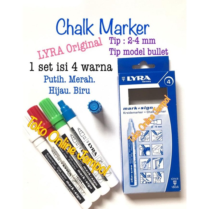 

isi 4 wrn 2-4mm Chalk Marker LYRA Spidol bisa dihapus 441104 ATK1261LY