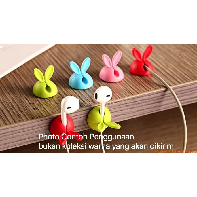 

HP0006MN isi 6 Penjepit Kabel Rabbit Lem 3M Miniso Cable Clip Kelinci