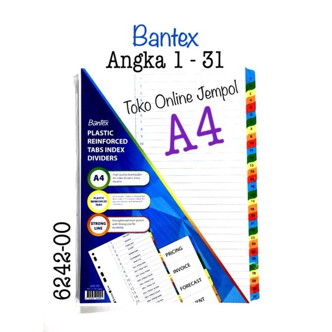 

A4 Angka 1-31 Putih 6242-00 File Divider Bantex Pembatas ATK1174BX