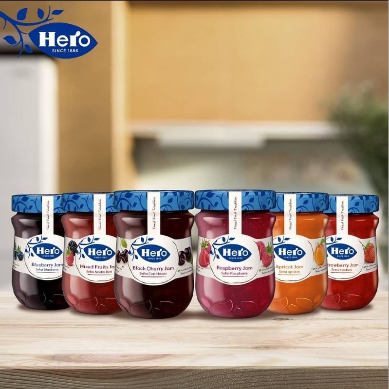 

Selai Hero Jam Strawberry Blueberry Raspberry Bla Cherry Apricot Xed Fruits 340 Gr Selai Buah Buahan