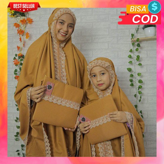 Mukena Travelling Dewasa Terbaru 2 In 1 2023 Resleting Warna Polos Hitam Putih Biru Lavender Latte  