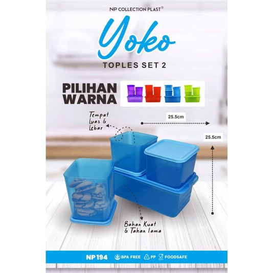 Toples Yoko 2 NP / Toples kue Lebaran / Toples plastik set serbaguna / Toples Plastik set-4