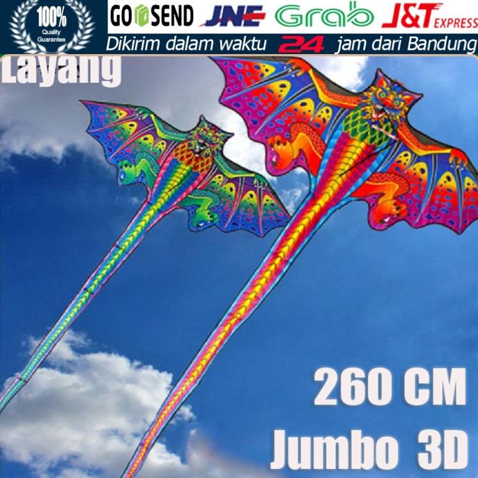 TERBARU !!! Layang-layang Naga Besar Layangan lipat ukuran 160 x 260 cm ekor pnjng