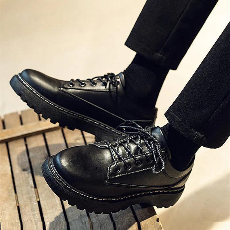 Sepatu Kulit Pria Korea, Sepatu Kulit Pria Gaya Korea, Sepatu Kasual Bisnis Memakai Kulit