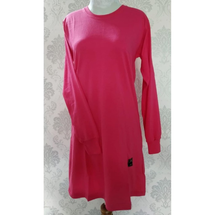 S-Xxxl Kaos Polos Oblong Tunik Muslimah Lengan Panjang Manset S-Xxxl