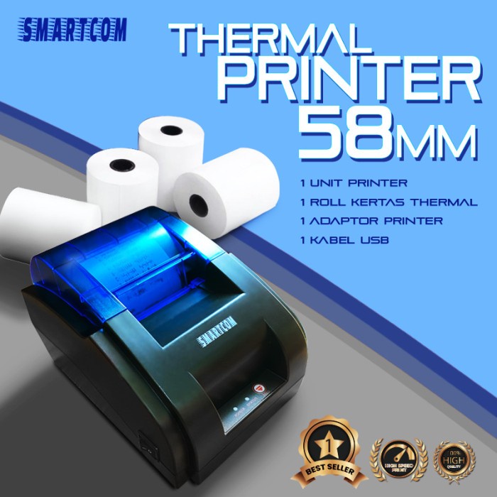 

Mini Thermal Printer Bluetooth Smartcom Ep-Rpp02 58Mm Support Mokapos Original 100% Dan Terpercaya