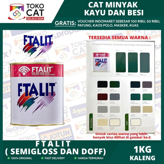 CAT FTALIT 1 KG KALENG CAT MINYAK / CAT KAYU BESI WARNA HITAM DOFF KODE 544 // CAT KAYU BESI // CAT 