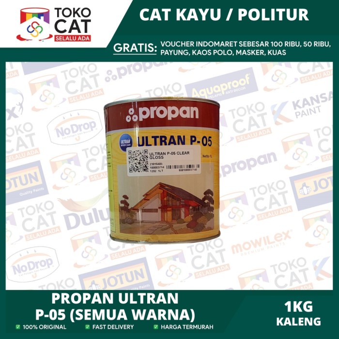 CAT PROPAN ULTRAN P-05 CLEAR 1 LITER KALENG // CAT PLITUR KAYU // CAT CLEAR PLITUR
