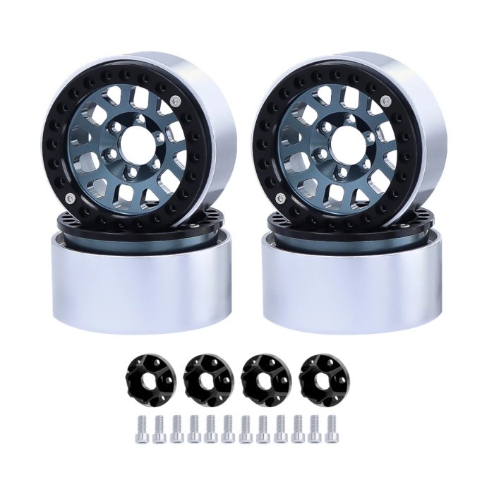 4pcs velg metal beadlock 1.9 Rc Axial scx10 Rgt Rc4wd 1/10 Velg Rc