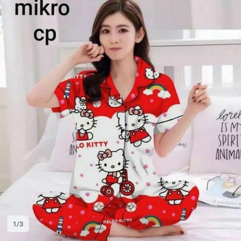 MURAH PROMO HEMAT 100RB DAPAT 4 SETELAN PIYAMA ONE SET MOTIF /  BAJU TIDUR PIYAMA WANITA DEWASA SETE