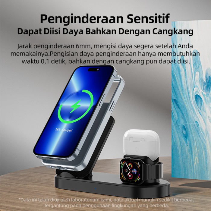 Kivee 3 In 1 Charger Wireless Fast Charging 15W Qi Fast Charger Stand