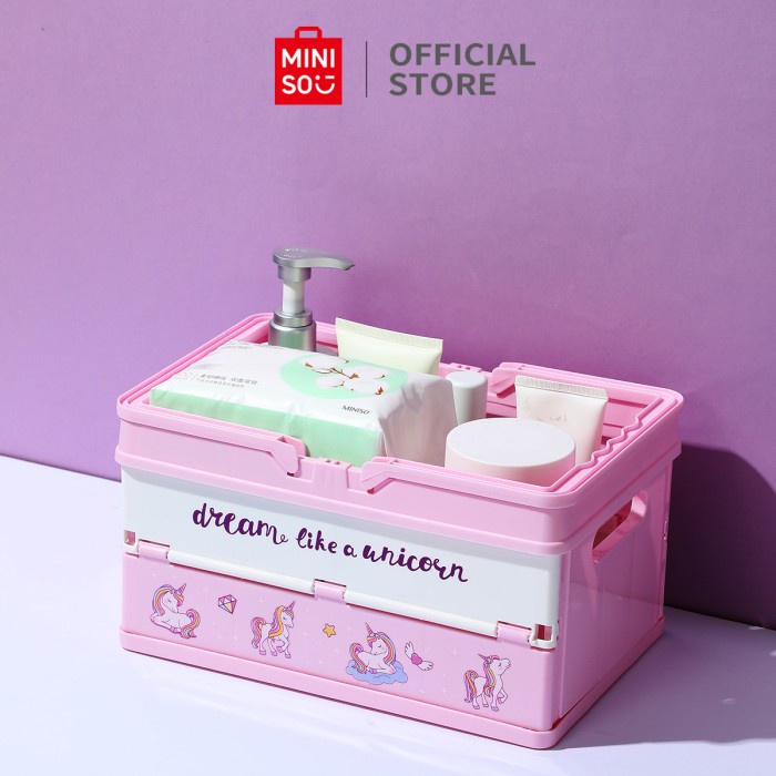 Terbaru Miniso Unicorn Box Container Keranjang Kotak Penyimpanan Lipat