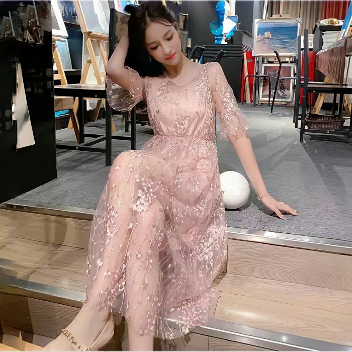 (PROMO SALE) Fuyumi Lace Party Dress Import Dress Pesta Mewah Brokat Import Korea BERMUTU