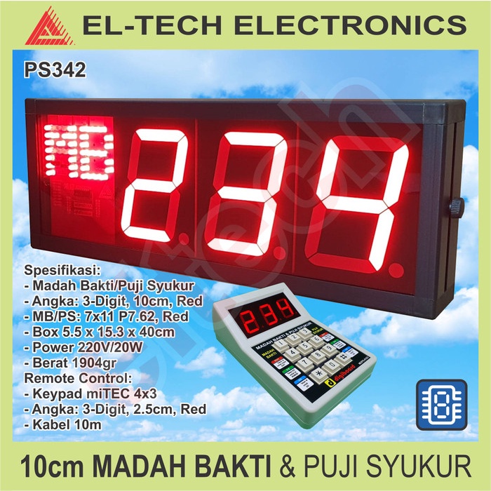 TERLARIS Display LED Madah Bakti Puji Syukur Timer Waktu Ibadah Gereja