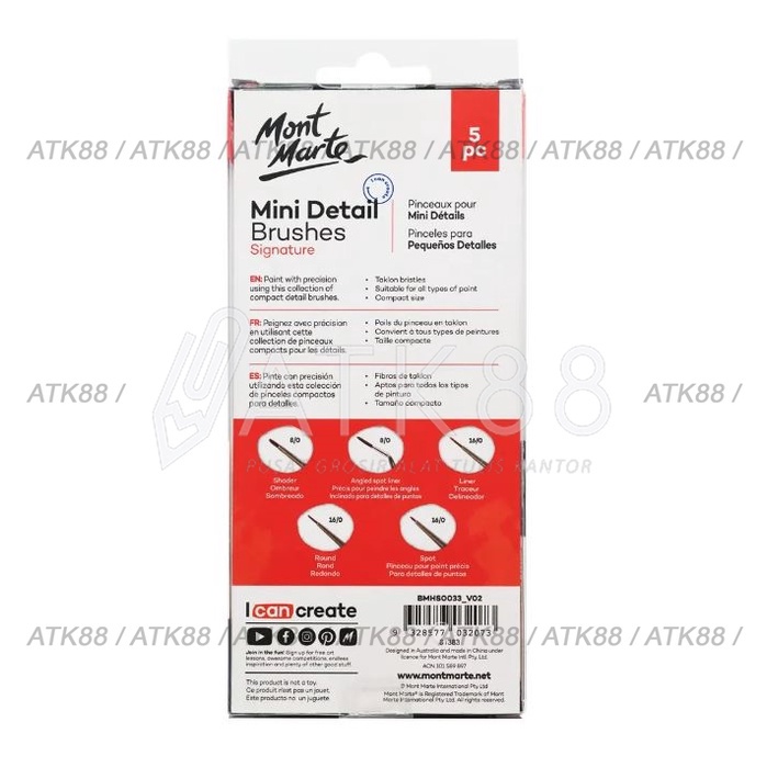

Kuas Set Ni Detail Brushes 5Pc Mont Marte #Bmhs0033