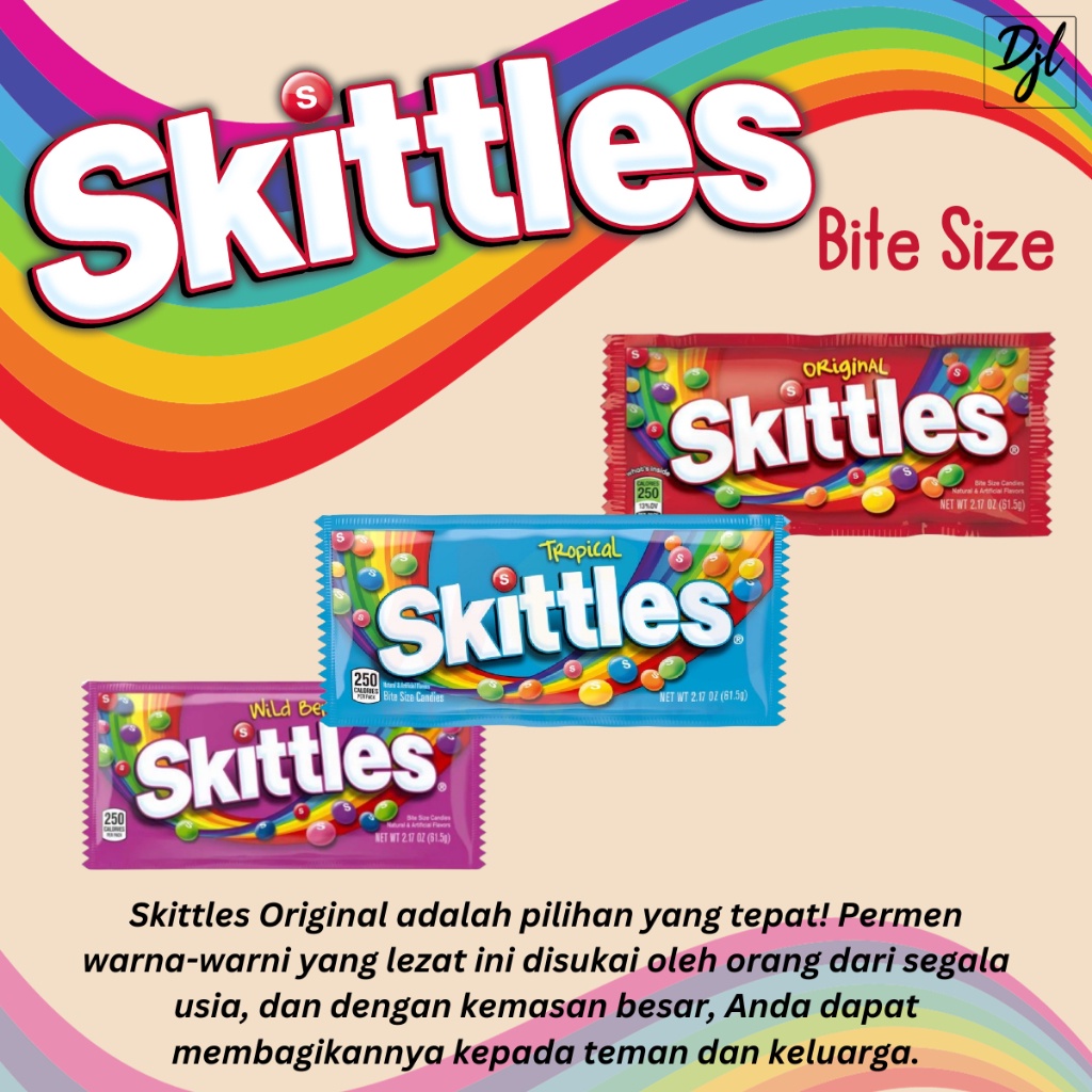 

Skittles Bite Size Candies 61G Permen Rasa Buah-Buahan 1 Pcs