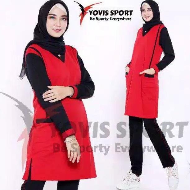 Stelan Baju Senam Tunik Olahraga Wanita / Toska Kuning